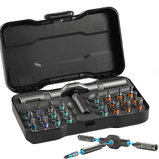 24 in1 Multifunction Ratchet Screwdriver Set, Multi Magnetic Bits, Mini Repair Tool Kit.