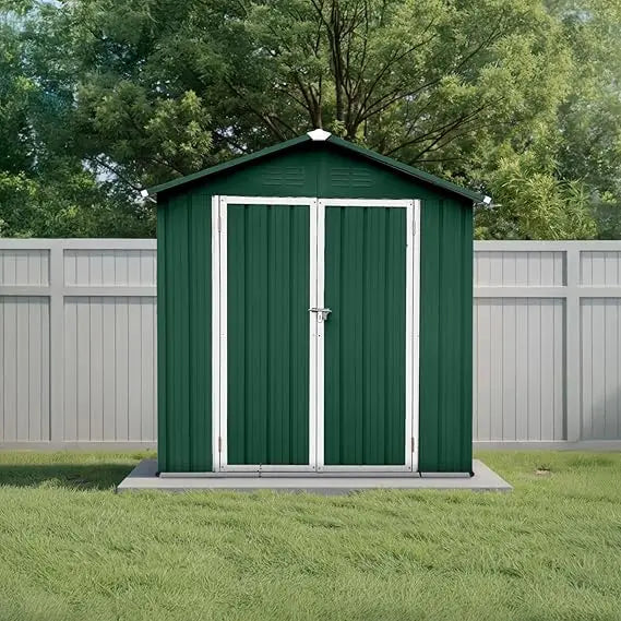 12x10 Ft Storage Shed Outdoor, XL Permanent Steel Building with Window, Sliding Doors and 4 Air Vents for Backyard, Garden, Patio
