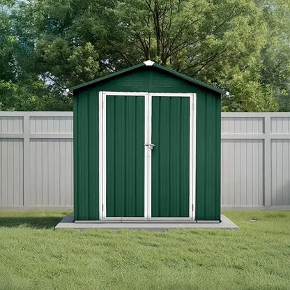 12x10 Ft Storage Shed Outdoor, XL Permanent Steel Building with Window, Sliding Doors and 4 Air Vents for Backyard, Garden, Patio