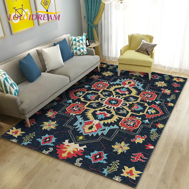 Turkish Bohemian Persian Area Rug Large, Carpet Rug for Living Room Bedroom Sofa Doormat Decoration, Kitchen Non-slip Floor Mat