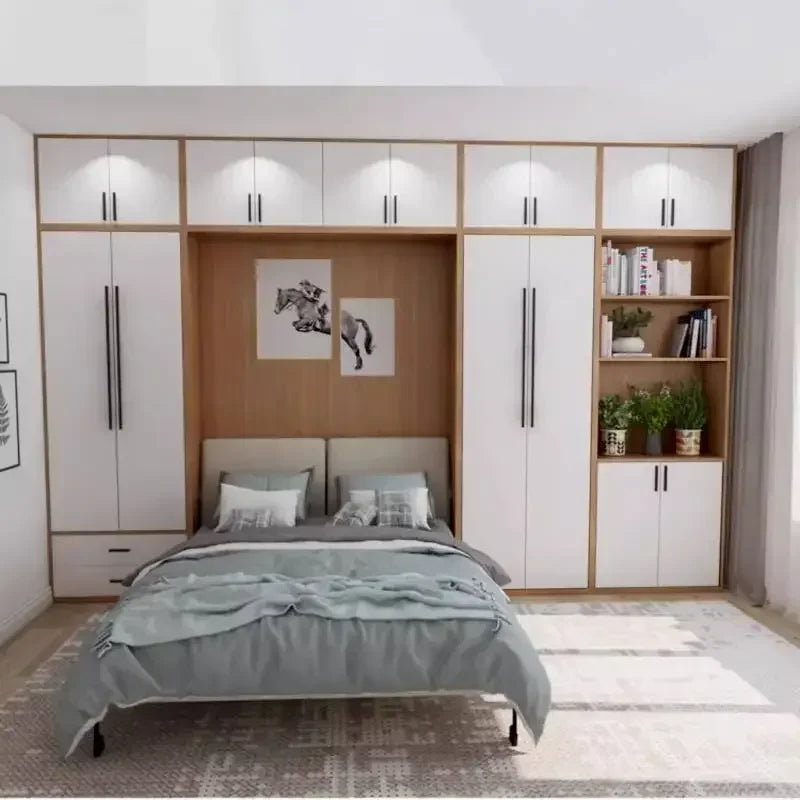 Full Murphy Bed with Closet Organizer with Drawers, Space-Saving, Hidden Bed ,for Multipurpose Room