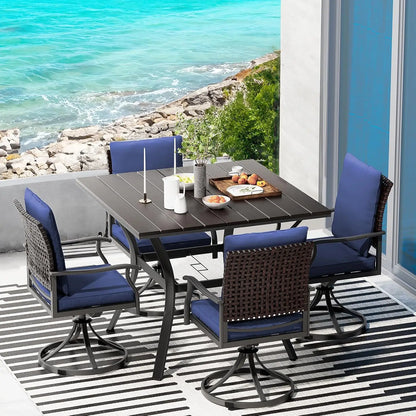 5 Piece,  4 Swivel Dining Chairs & 1 Large Dining Table ,Bistro Furniture Set