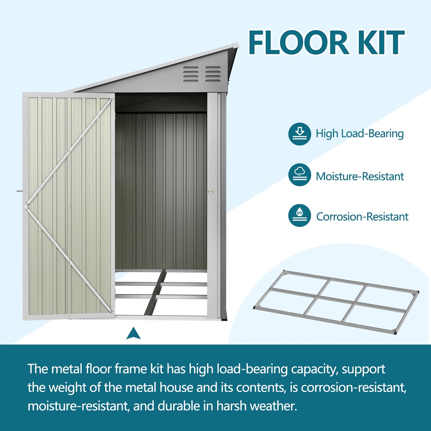 4x10 FT Galvanized Steel Outdoor Shed – Weatherproof Lockable Storage w/Sloping Roof & Window