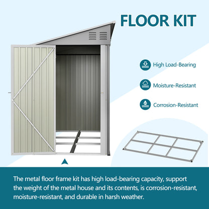 4x10 FT Galvanized Steel Outdoor Shed – Weatherproof Lockable Storage w/Sloping Roof & Window