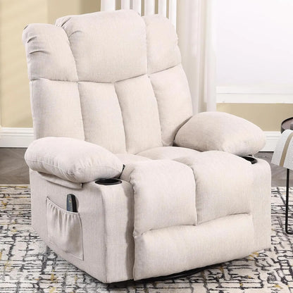 Massage Swivel Rocker Recliner with Heat and Vibration for Living Room, Bedroom