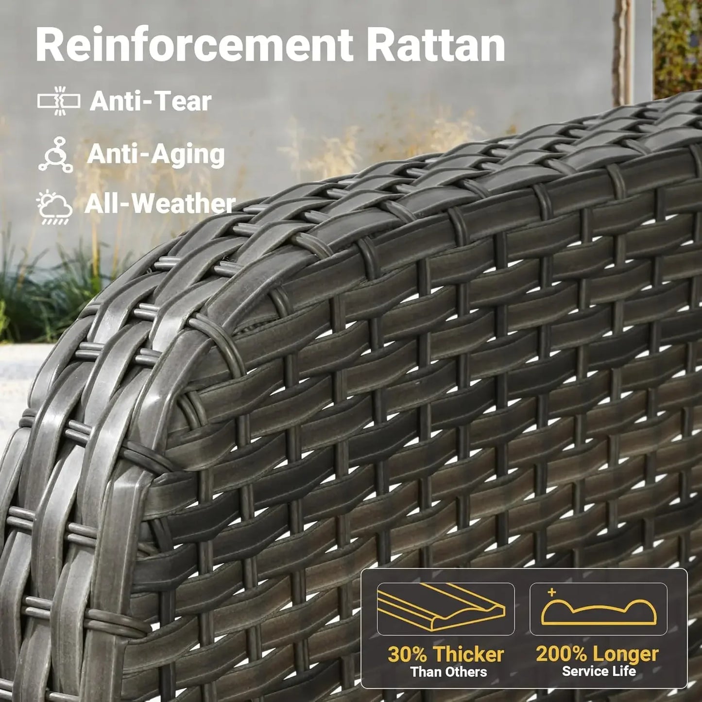 2 Pieces Patio Furniture Set, Outdoor Wicker Chairs of 2, All Weather High Back Rattan Chairs