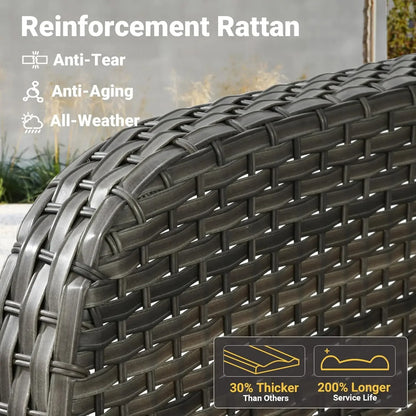 2 Pieces Patio Furniture Set, Outdoor Wicker Chairs of 2, All Weather High Back Rattan Chairs