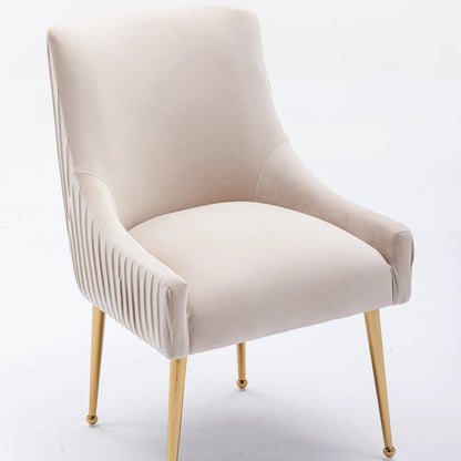 Glam Boucle Pleated Velvet Dining Chair Set of 4 with Rear Handle