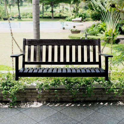 Hot Sale - Solid Wood Bentley Porch Swing, Black – Durable Outdoor Swing for Patio, Porch, Garden, Deck