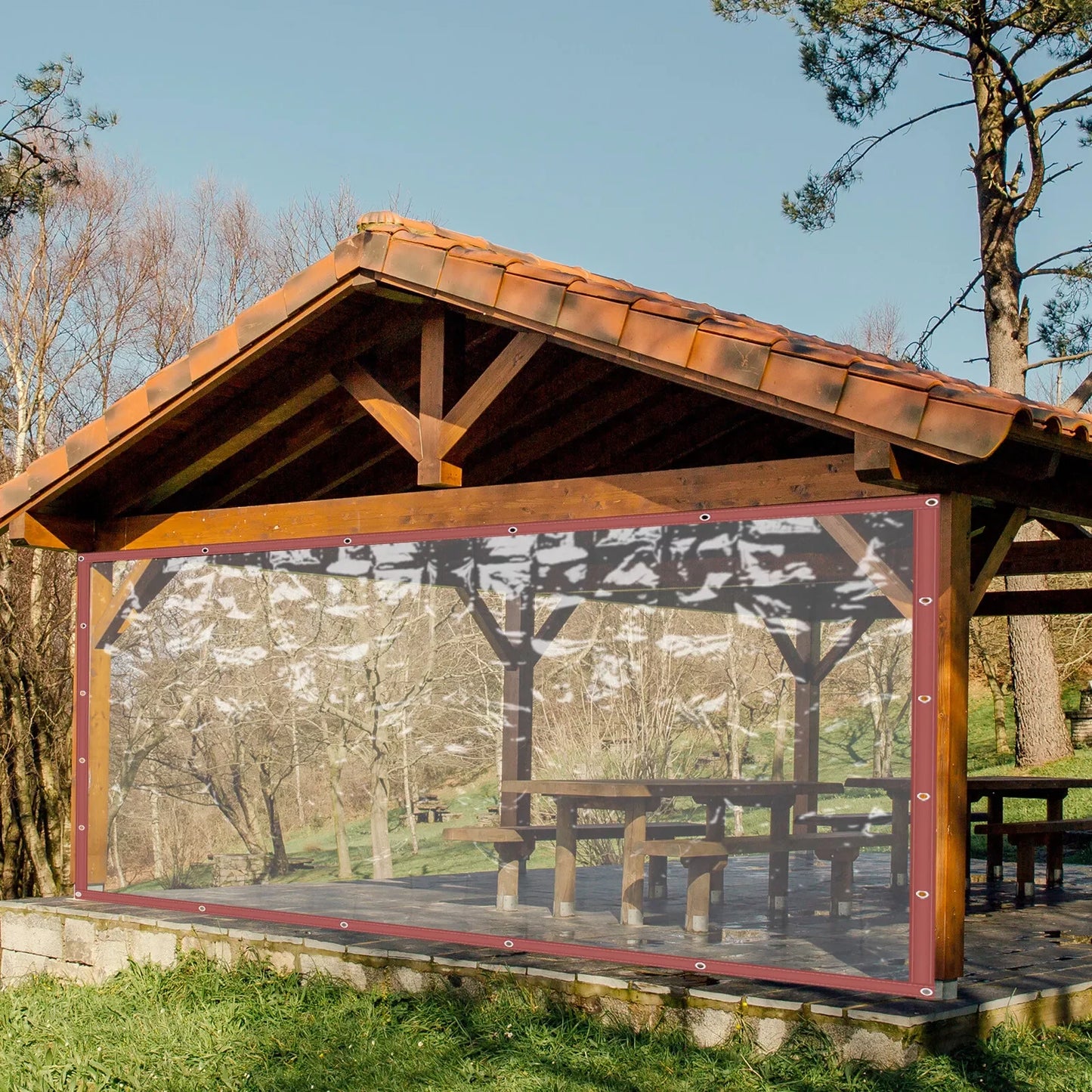 Commercial Waterproof, Vinyl Clear Awning, Canopy Roll Up, Patio Enclosure