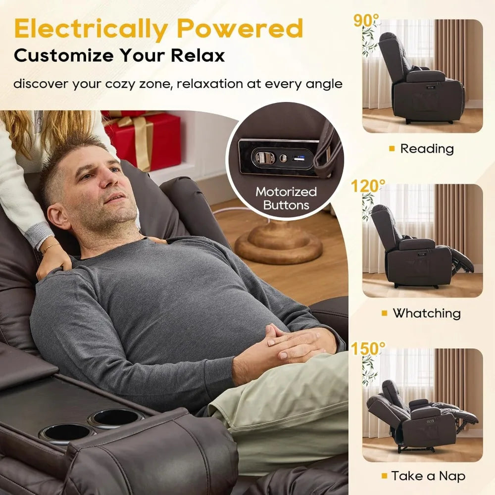 67" Power Reclining Loveseat Sofa, Theater Seating with Console, Ambient Lighting/Bluetooth Speakers/USB