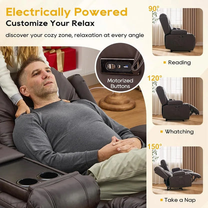 67" Power Reclining Loveseat Sofa, Theater Seating with Console, Ambient Lighting/Bluetooth Speakers/USB