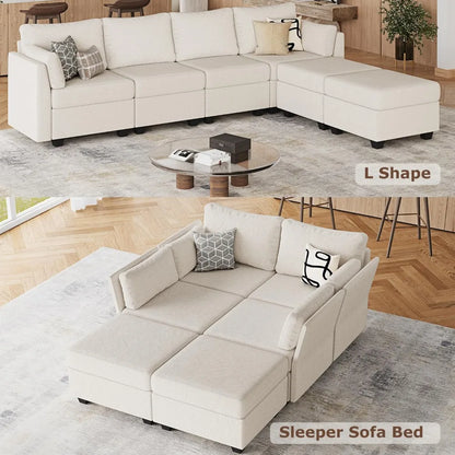 6-Seat Sectional Sofa with Storage, Memory Foam, Convertible for Living Room