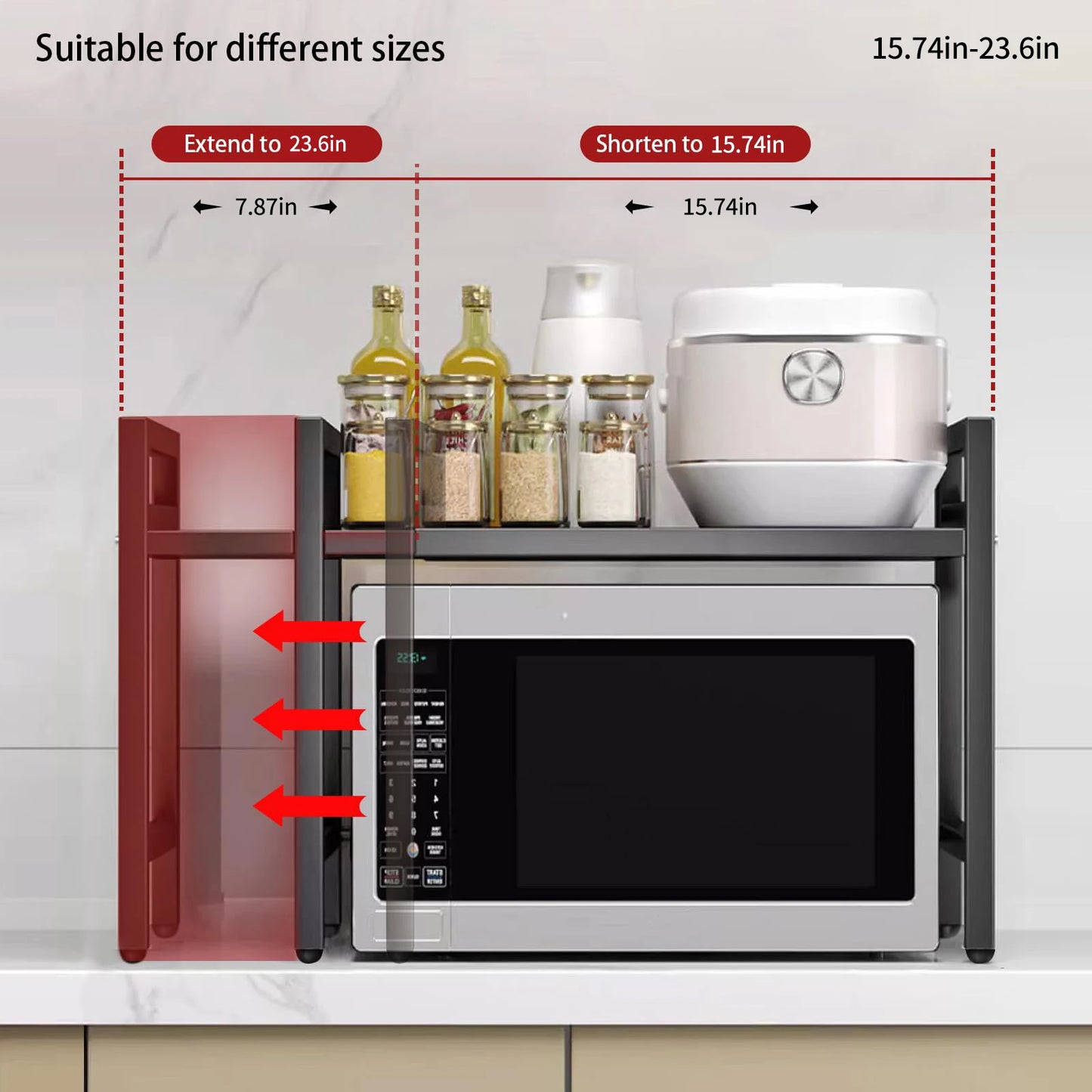 Expandable 42-64cm Microwave Shelf Organizer