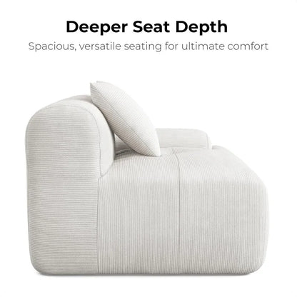 118"  L-Shaped Modular Sectional Sofa , Corduroy Upholstery Beige, Oversized 3-Seater Couch