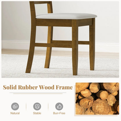 Wood Dining Chairs Set of 2 Fabric Upholstered Side Chairs wi/ Rubber Wood Frame