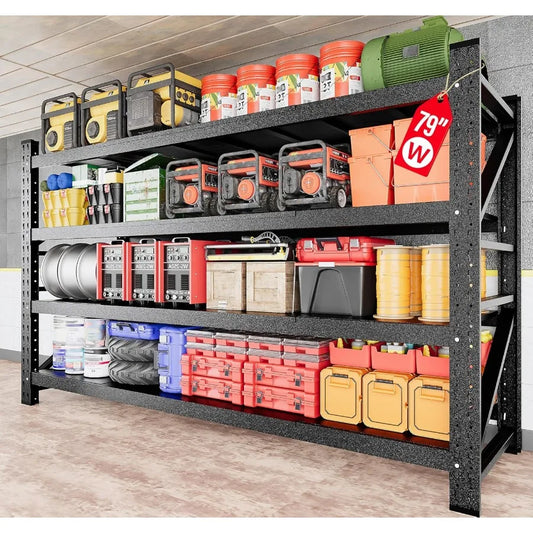 7000LBS Heavy Duty Garage Shelving Units 79 Wide Deep Storage Shelves for Industrial Workshop, Warehouse