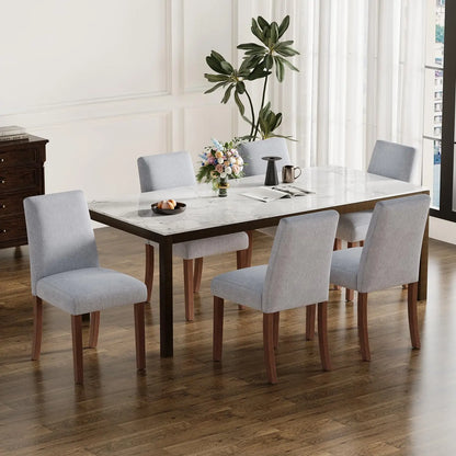 Dining Chairs Set of 6, Modern Dining Room Chairs with Wooden Legs, Upholstered Kitchen Farmhouse Parsons Chairs, Customized