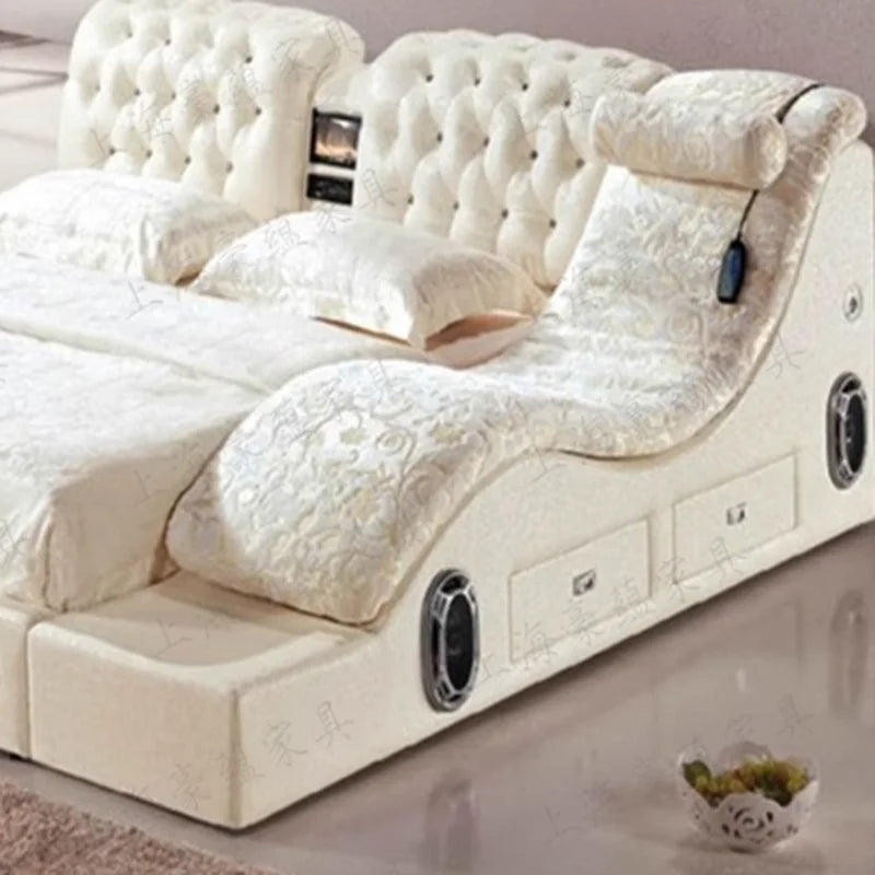 Electronic Japanese Bed Unique Massager Queen Double Smart Bed Lounge Upholstery Bedroom Furniture