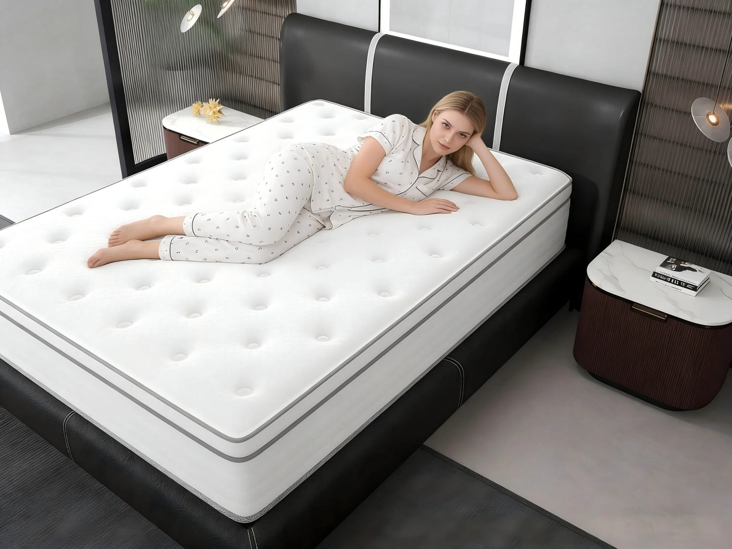 14/12/10 Inch Hybrid Queen/King/Full/Twin Mattress in a Box Memory Foam Soft, Bed Mattresses Pocket Springs