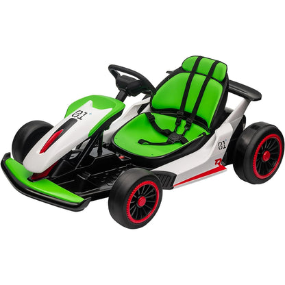 Outdoor Ride On Toy, Electric Drift Kart Car with Adjustable Seat, 200W Motor, 8.1 MPH, LED Lights 6-12 Years