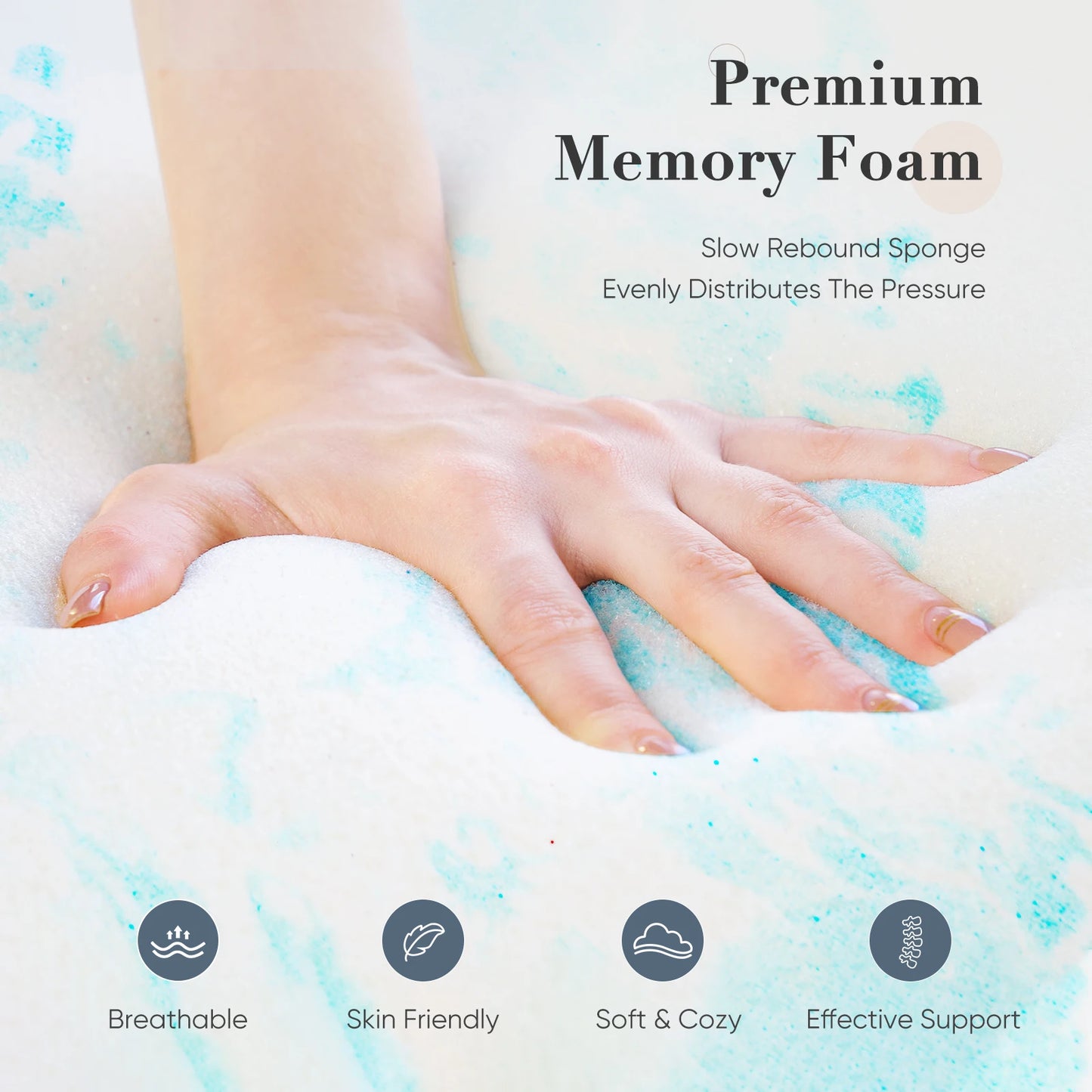 Gel Memory Foam Mattress Topper Full Size Cooling Mattress Soft and Breathable Bed Topper