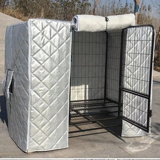 Waterproof Dog Cage Winter Outdoor shelter for Double Layer Warmth, Ox Cloth Material
