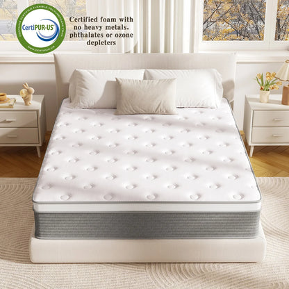 Twin XL Mattress, 12 Inch Twin XL Mattress in a Box Hybrid Design for Cooling Sleep Pressure Relief