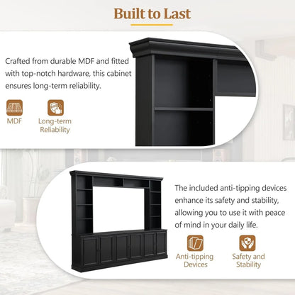 4-Piece Wall Unit Entertainment Center with Bookshelves for TVs up to 70,TV Stand