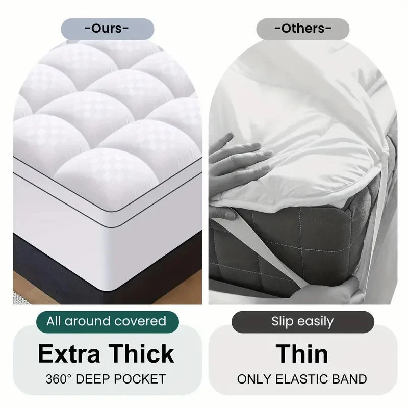 Extra Thick Mattress covers  Topper 1000Gsm Cooling Noiseless Breathable Fitted 8-21 Deep Pocket Machine Washable