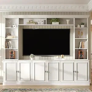 4-Piece Wall Unit Entertainment Center with Bookshelves for TVs up to 70,TV Stand
