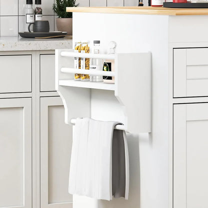 81.5" Extendable Kitchen Island with Dining Table, Rolling Cart with Wheels, Spice Rack, Drawer & Cabinet