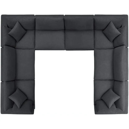 Gray 8-Piece Sectional Sofa Set with Oversized Cushions