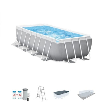 Patio, Lawn & Garden Frame Premium Rectangular Above Ground Swimming Pool Set:16ft x 8ft x 42in