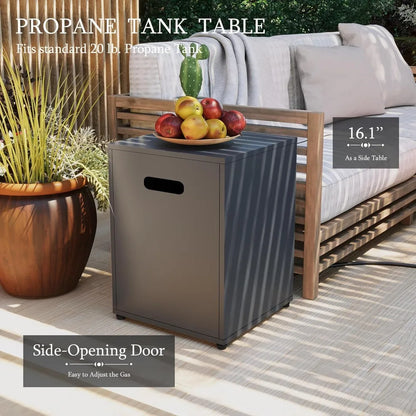 56-inch Outdoor Propane Gas Fire Pit Table 50000 BTU Iron Rectangle Firepit for Outside Patio with Tank Hidden Table, Wind Guard