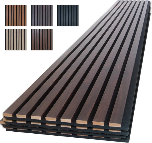 Wood Panels for Wall, 4-Piece 96" x 12.6" Soundproof Wood Slat Wall Panel for Interior Wall Decor Noise Cancelling