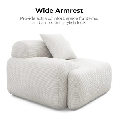 118"  L-Shaped Modular Sectional Sofa , Corduroy Upholstery Beige, Oversized 3-Seater Couch