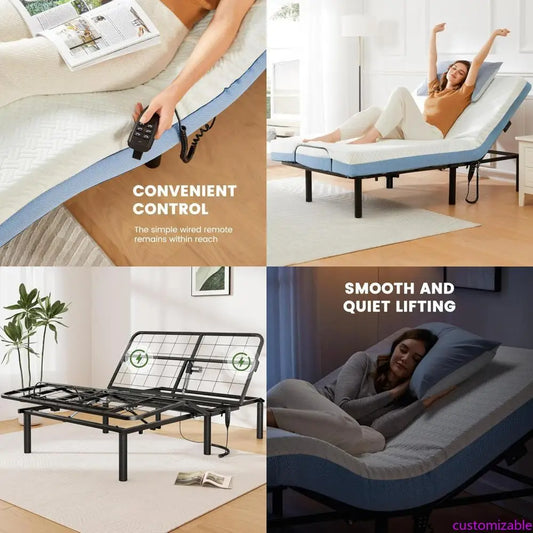 twin xl dual motor adjustable bed base - smart bed frame with wireless remote, quick setup, zero gravity