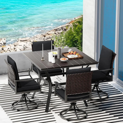 5 Piece,  4 Swivel Dining Chairs & 1 Large Dining Table ,Bistro Furniture Set