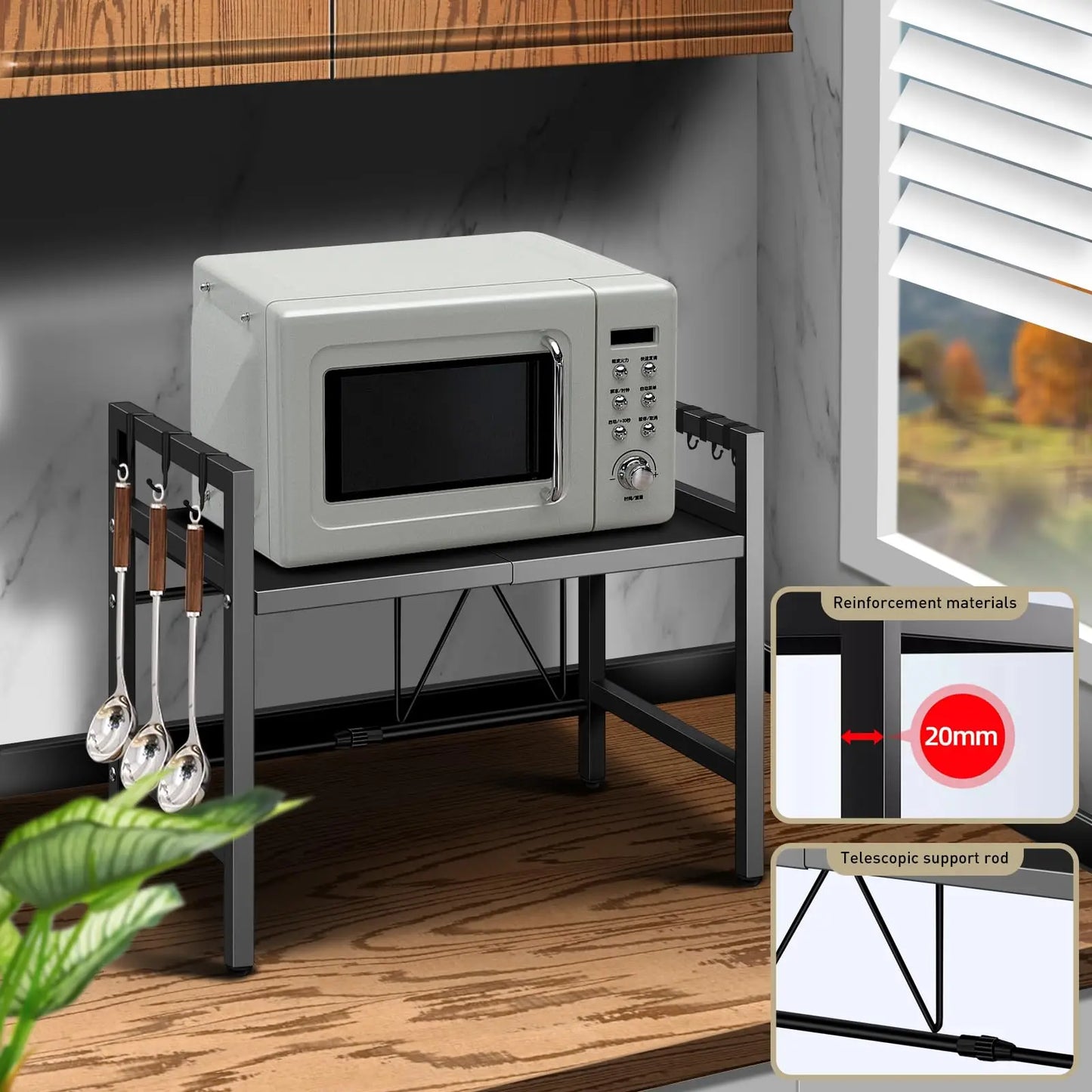 Expandable 42-64cm Microwave Shelf Organizer