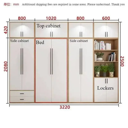 Full Murphy Bed with Closet Organizer with Drawers, Space-Saving, Hidden Bed ,for Multipurpose Room