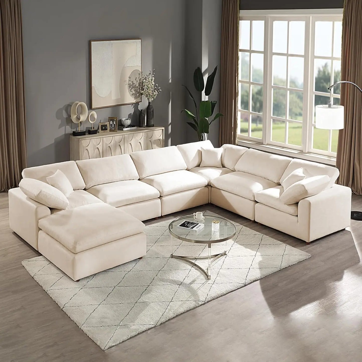 Oversized Modular Sectional, Couch, Deep Seat Sofa Cushion Covers Removable, Oversized Sectional Couches