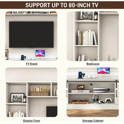 103" Wall Unit TV Stand with Storage for TVs up to 80" Large Farmhouse Wall Unit Entertainment Center w/Sliding Barn Door Cabinet