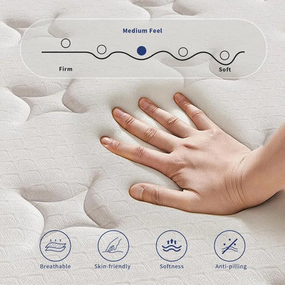 Mattress,12 Inch, Individually Wrapped Pocket Coils to Isolate Motion, Pressure Relief