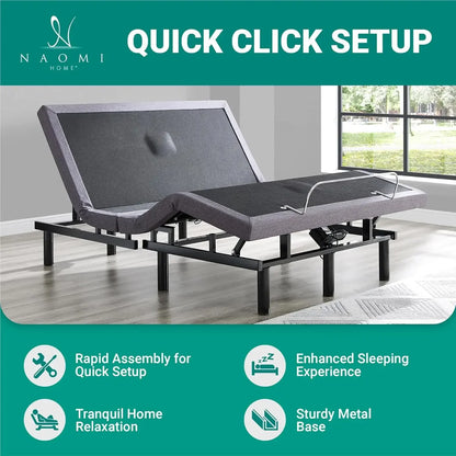 Queen Adjustable Bed Frame with Lumbar Support & Head Tilt, Foot Incline, Back & Leg Massage, USB Ports