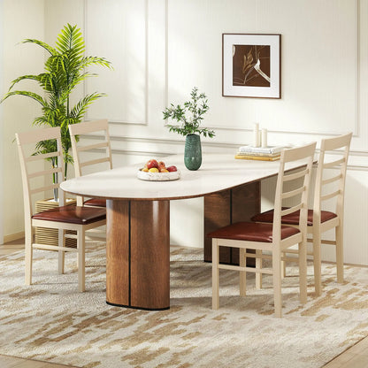 Wooden dining chair set of 2 with rubber wood frame padded seat for kitchen