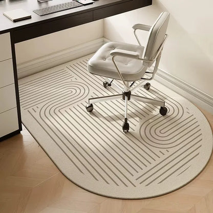 Chair Floor Mat, Study ,Bedroom ,Beige Striped Rug,  Anti-slip Area Rug