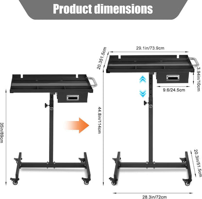 Mobile Work Table with Adjustable Height – 300Lbs Capacity Mechanic Rolling Tool Cart with Brakes for Garage Car Repair Shop