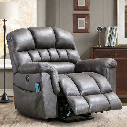 Large Power Lift Recliner Chairs with Massage and Heat for Elderly Big People, Heavy Duty Electric Faux Leather