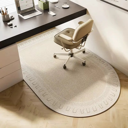 Chair Floor Mat, Study ,Bedroom ,Beige Striped Rug,  Anti-slip Area Rug